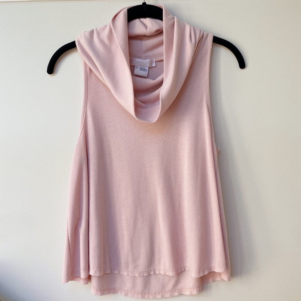 Sleeveless, cowl neck, ballet pink, top